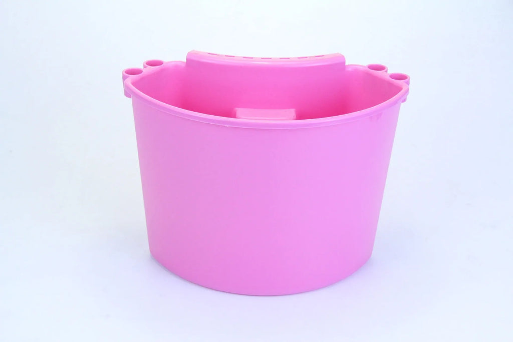 Coloured car wash bucket with a white grit guard insert inside for separating dirt.