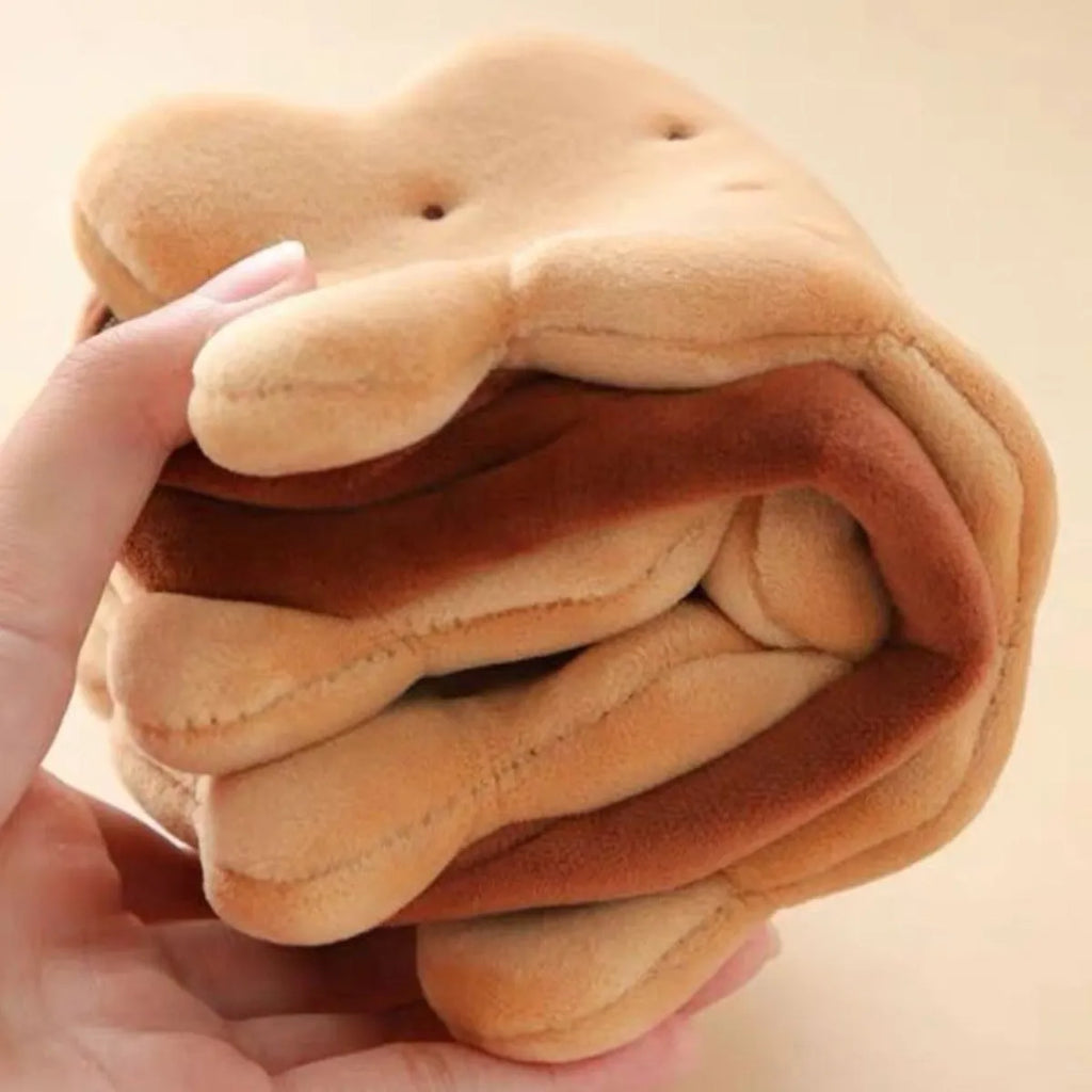 Plush sandwich biscuit pencil case in soft cartoon design for school stationery storage
