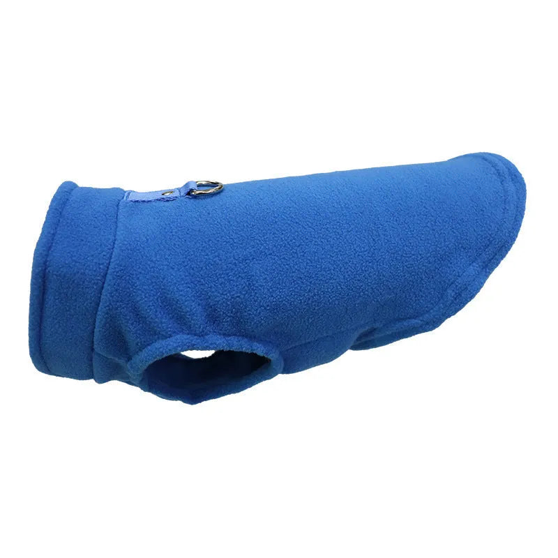 Polar fleece dog waistcoat winter coat in solid colours including red, black, blue, grey, green, purple, pink, brown