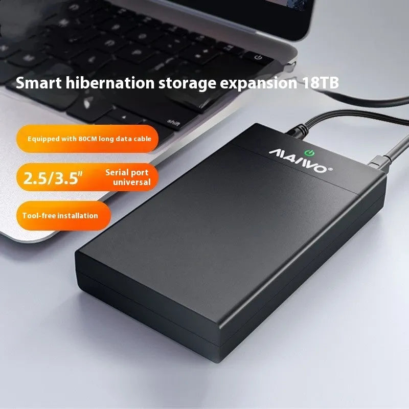 3.5 inch USB 3.0 SATA hard disk enclosure with sliding cover in black silver colour variant
