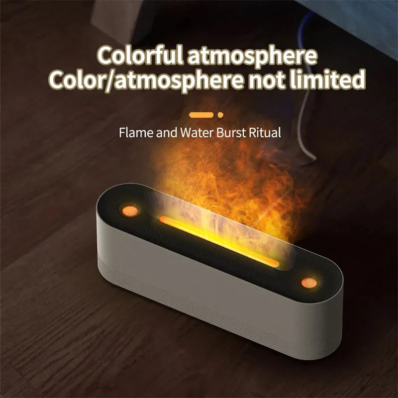 Black Flame Air ultrasonic humidifier diffuser with LED flame lighting emitting cool mist