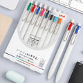 Set of 10 gel pens in assorted colours including black, blue, red blue-black and black rod with 0.38mm and 0.5mm tips, 140mm length