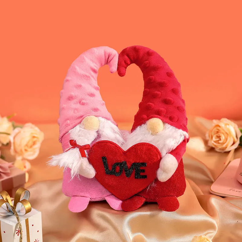 Love Faceless Dwarf Valentine's Day Doll polyester plush with Valentine's colour scheme