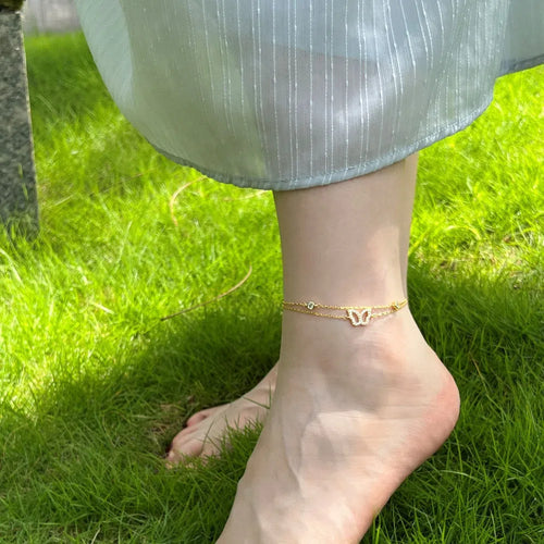 925 sterling silver hollow zircon inlay anklet for women in platinum finish