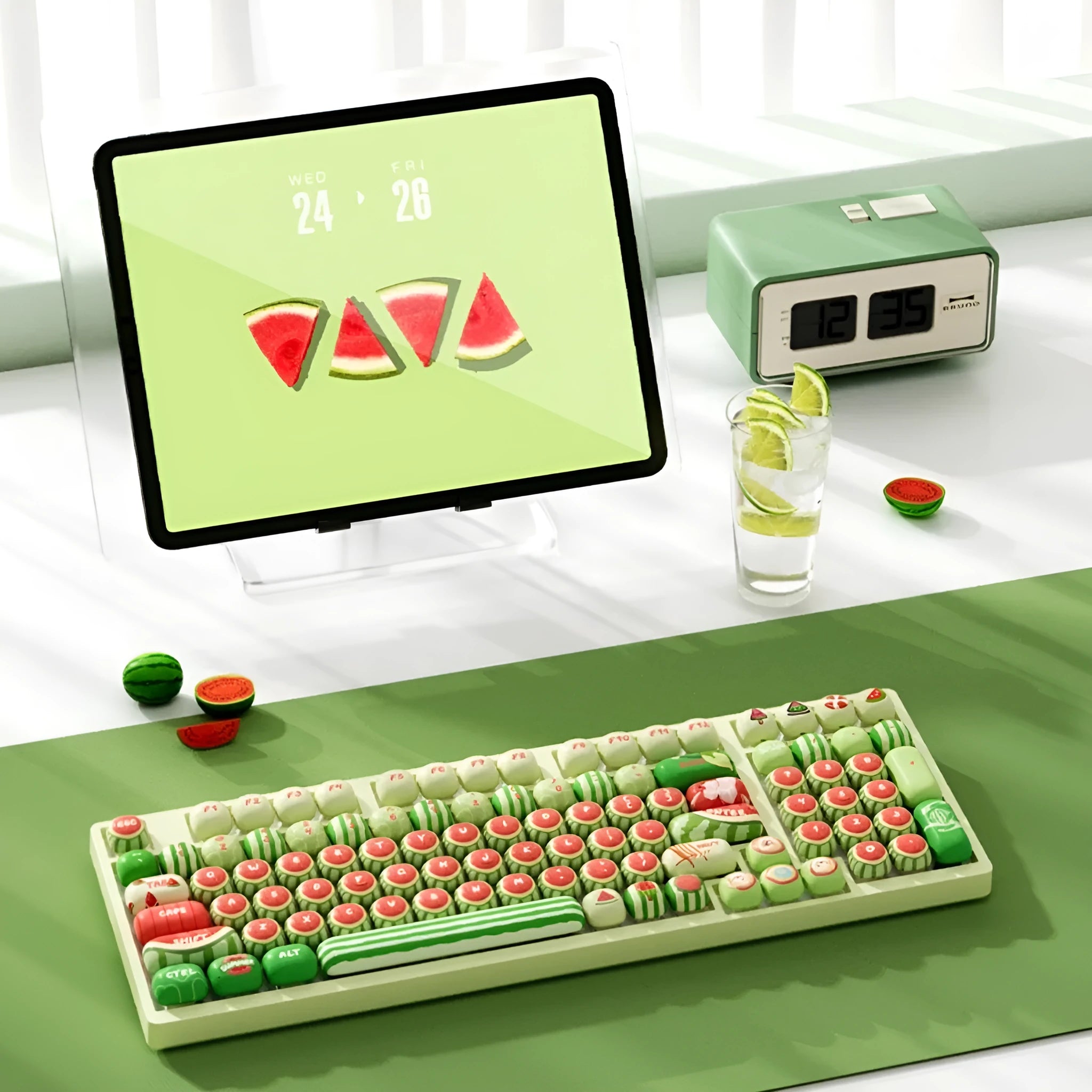 Watermelon themed mechanical keyboard key caps with five-sided sublimation printing