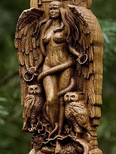 Hand-finished resin statue of a Greek goddess, 22cm tall, showing detailed drapery carving on a 9cm base.