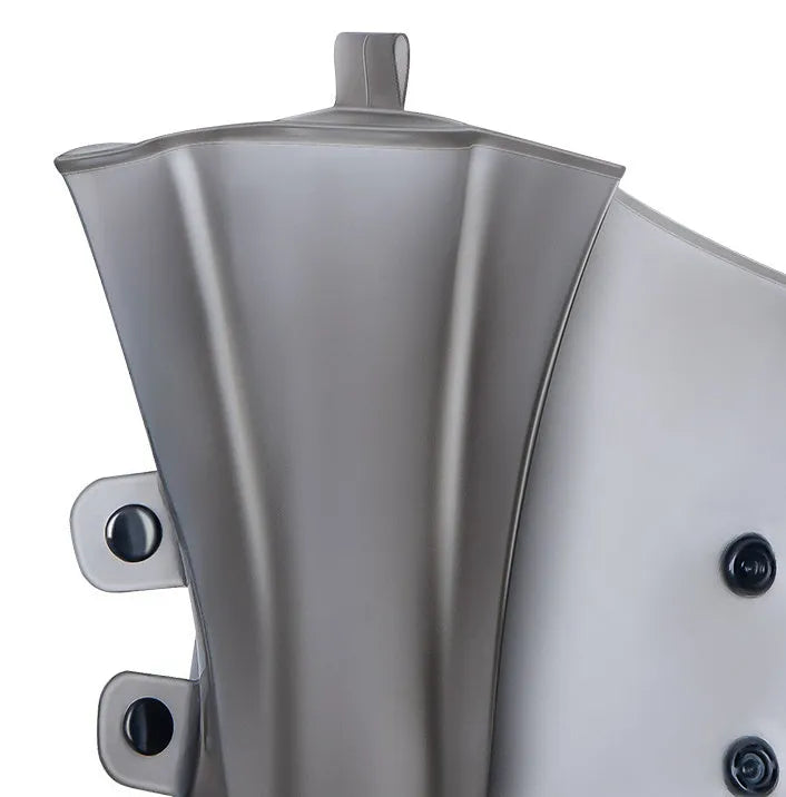 White high-top reusable PVC waterproof shoe covers with anti-skid sole on a wet surface.