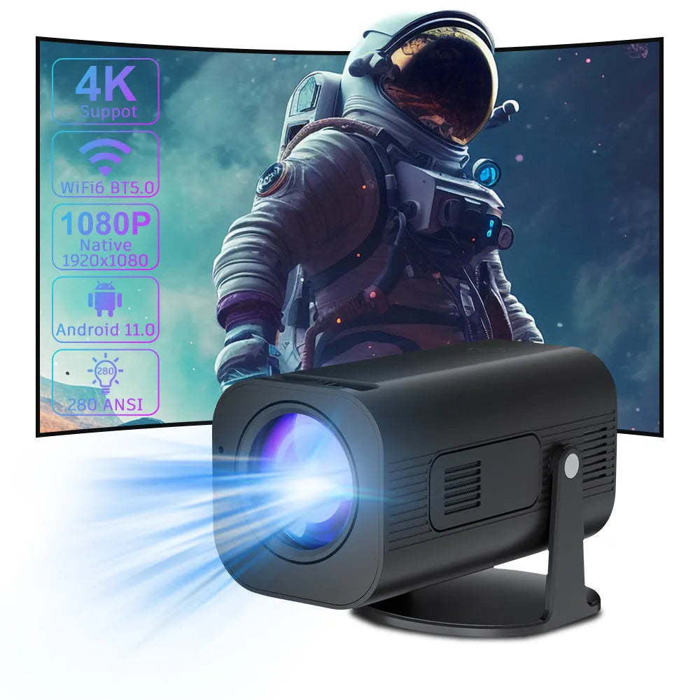P330 portable mini projector in black and white colours with remote control and accessories