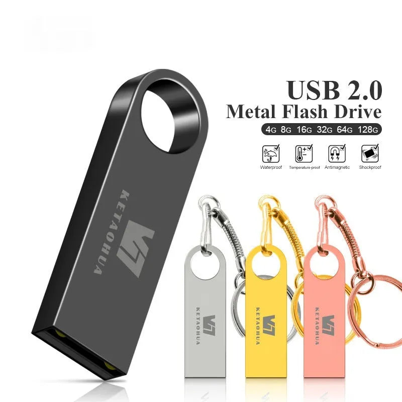 Custom metal car-shaped high-speed USB flash drive in silver, gold, rose gold, or black.