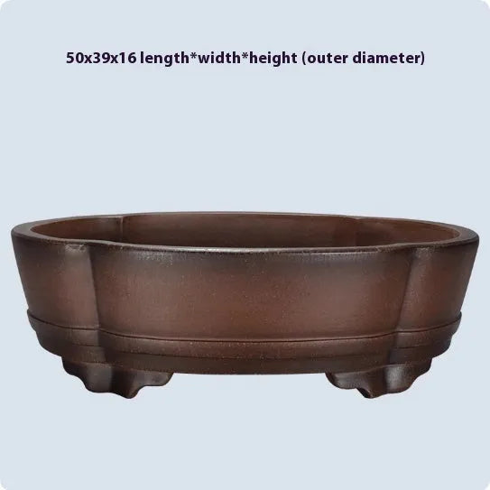 Traditional purple clay bonsai pot with classical design, 50cm wide plant container