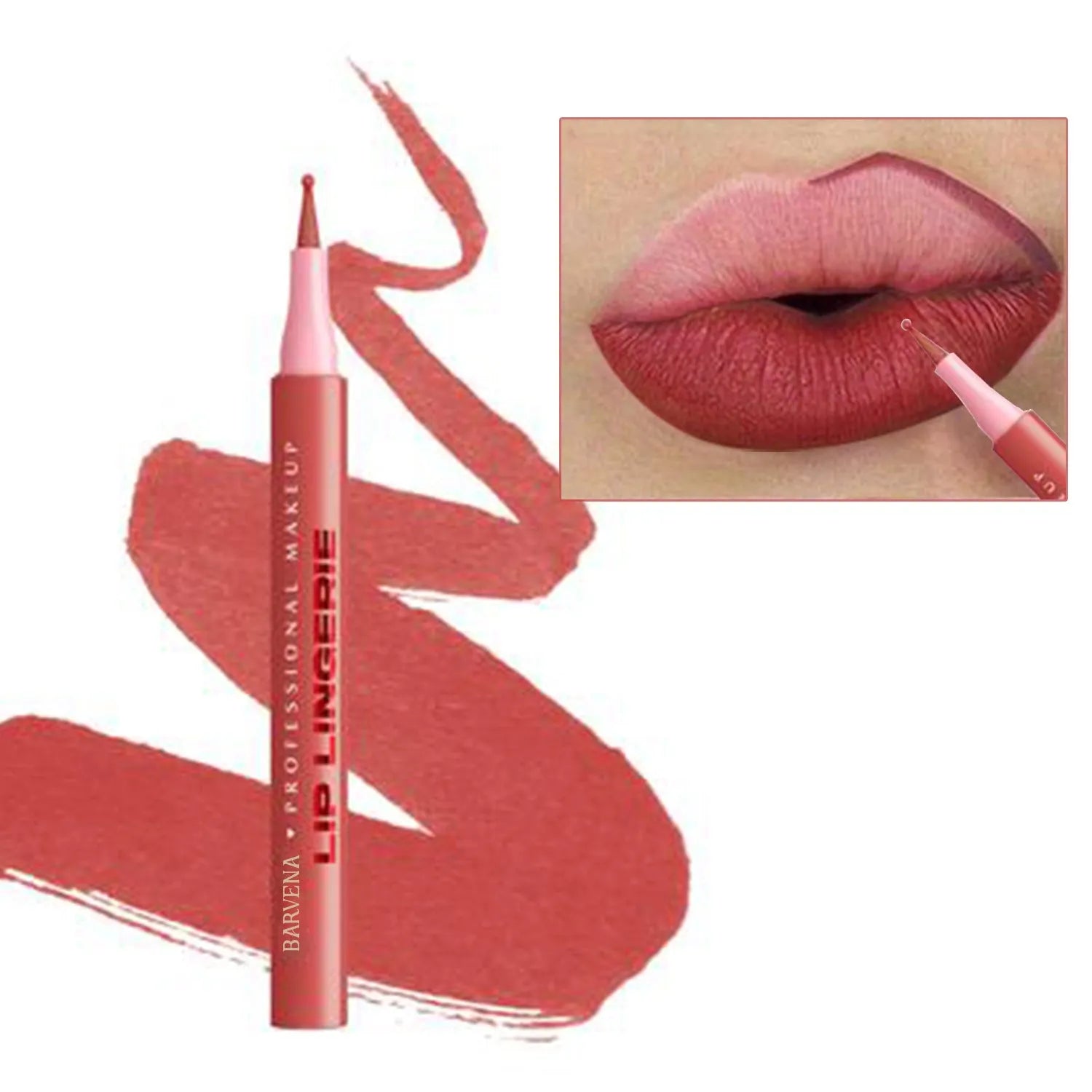Matte lip liner pencil with 12 colour options showing defined lip outline