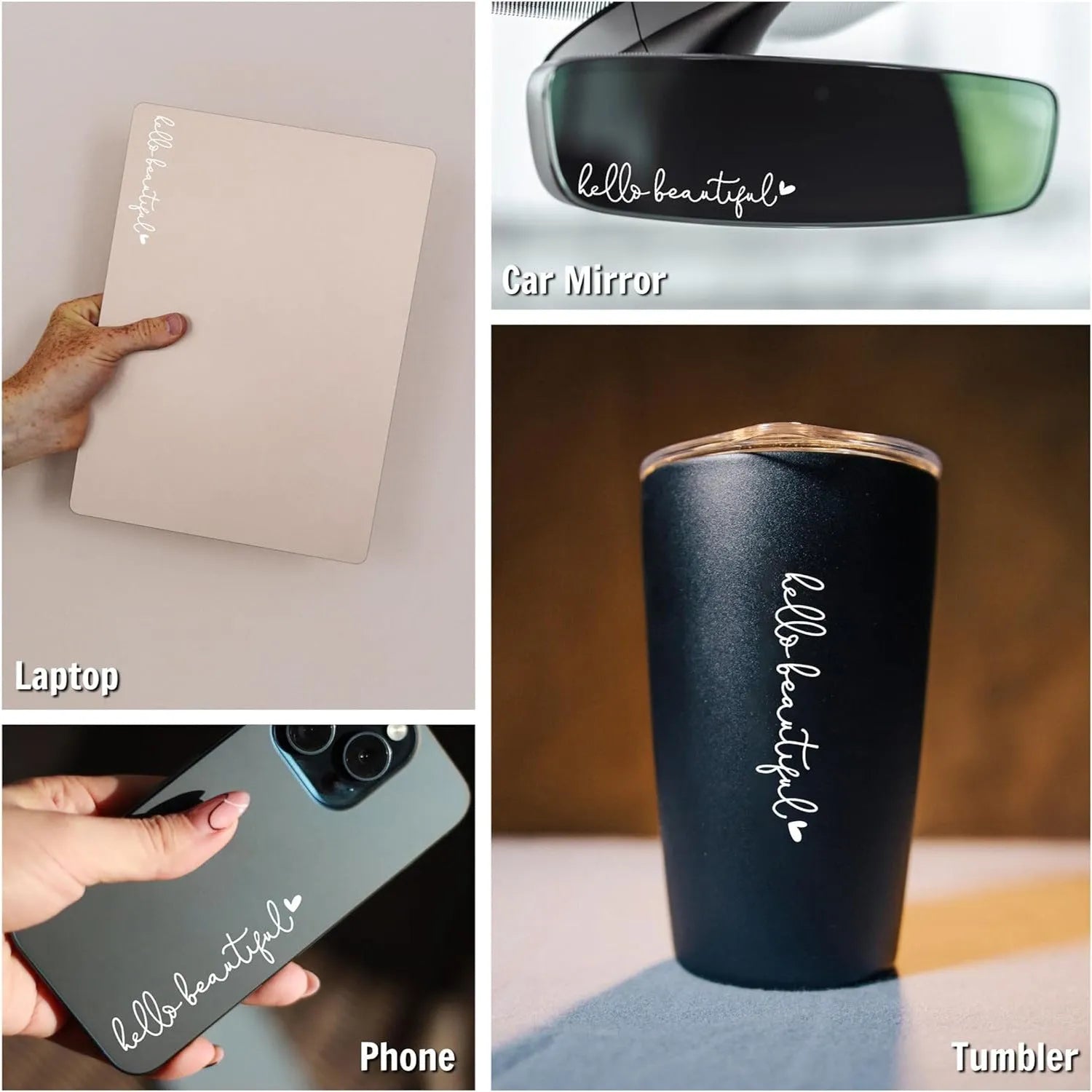 Plastic rearview mirror sticker 10x3cm in black on a car mirror