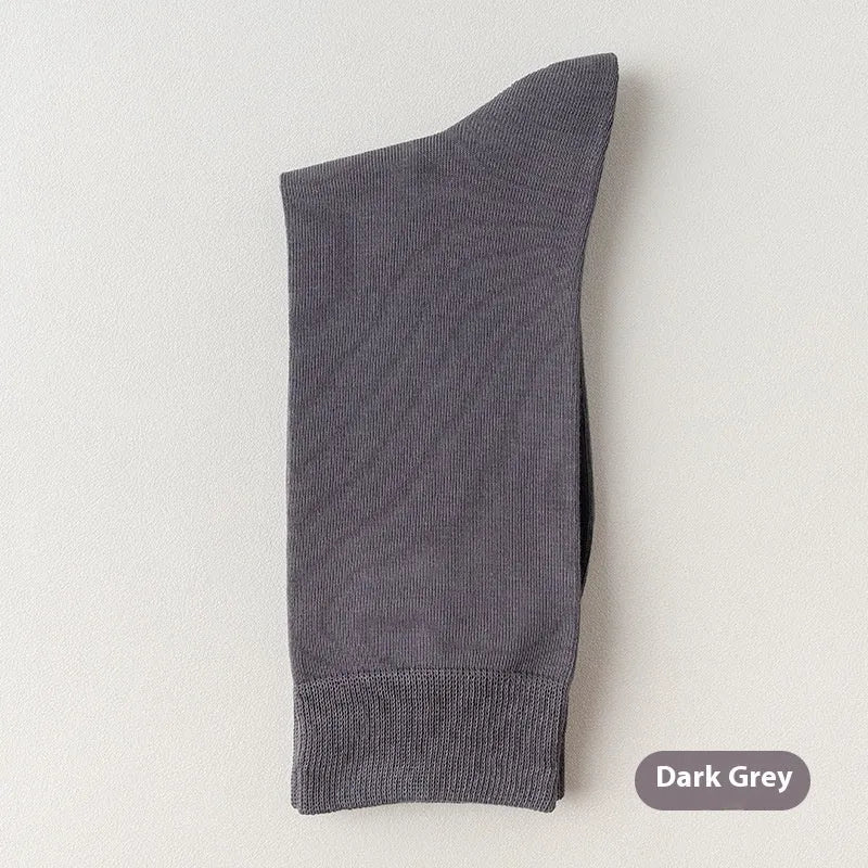 Mid-calf men's business socks in combed cotton available in twelve solid colours