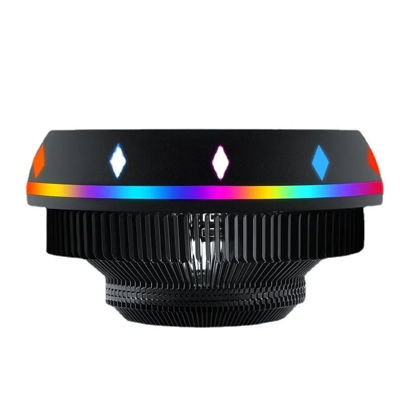 Silent RGB LED air CPU cooler with aluminium heatsink and 2 heat pipes for Intel 115X AMD desktop computers