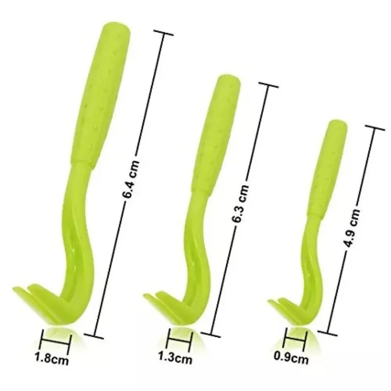Three plastic pet tick removal clips in blue or green colours for dog and cat grooming