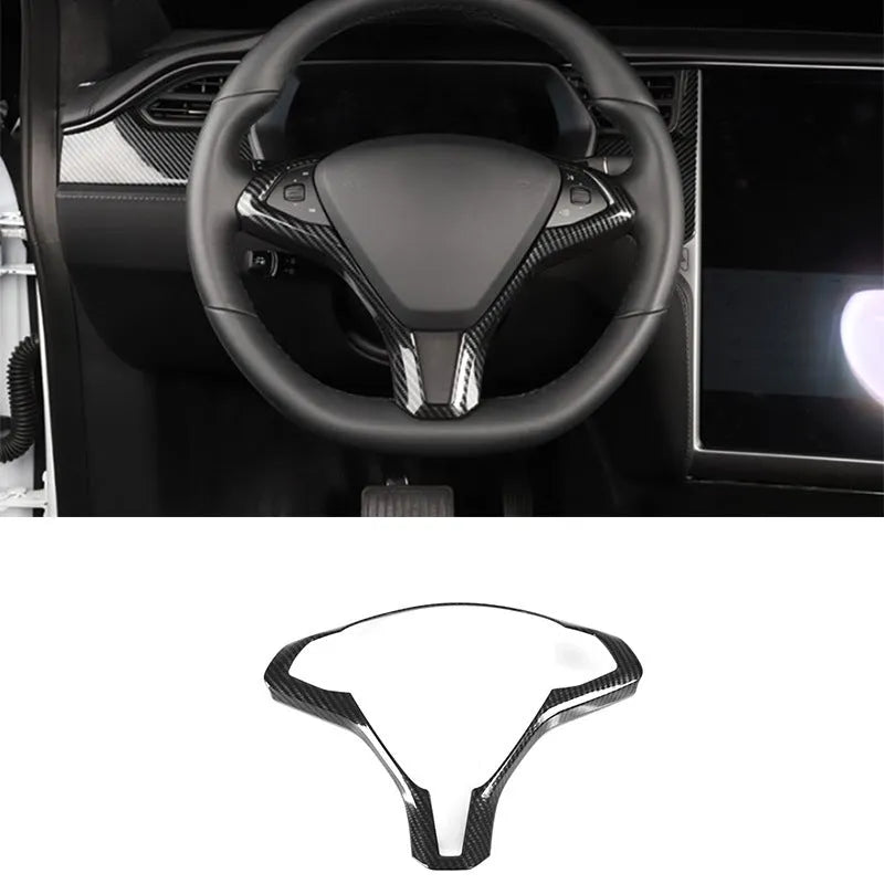 Tesla Model S steering wheel decorative frame in carbon fibre finish