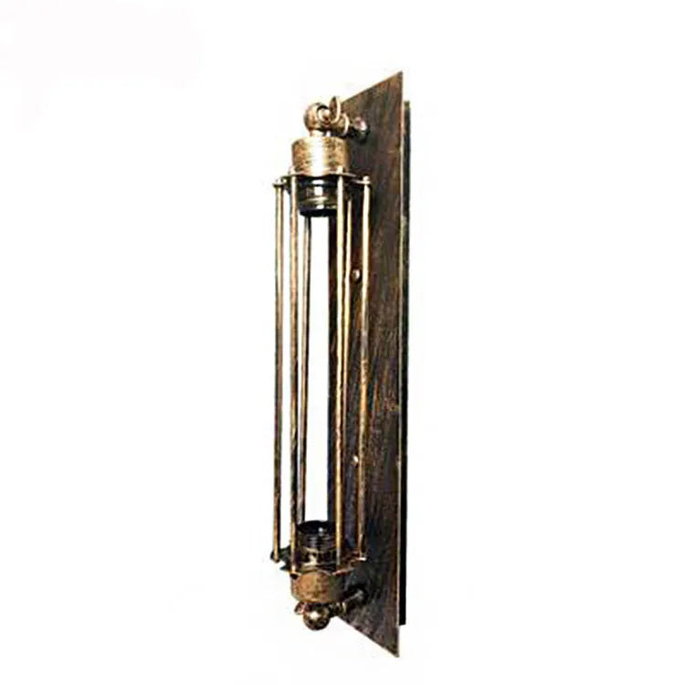 Industrial retro flute wall lamp in iron, shown in black finish on a brick wall.