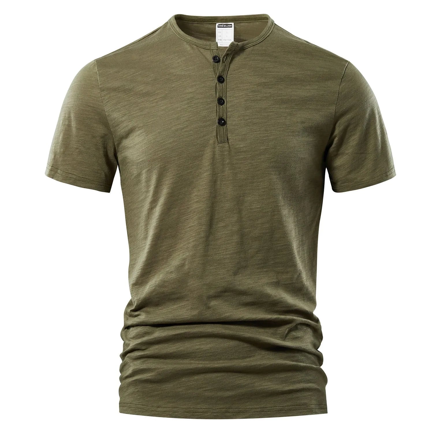 Men's solid colour slub cotton short sleeve T-shirt in British style pullover design.
