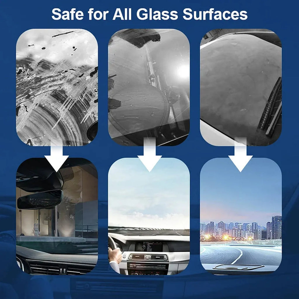 150ml car windshield detergent defogging spray bottle with sponge and microfibre cloth for cleaning automotive glass.