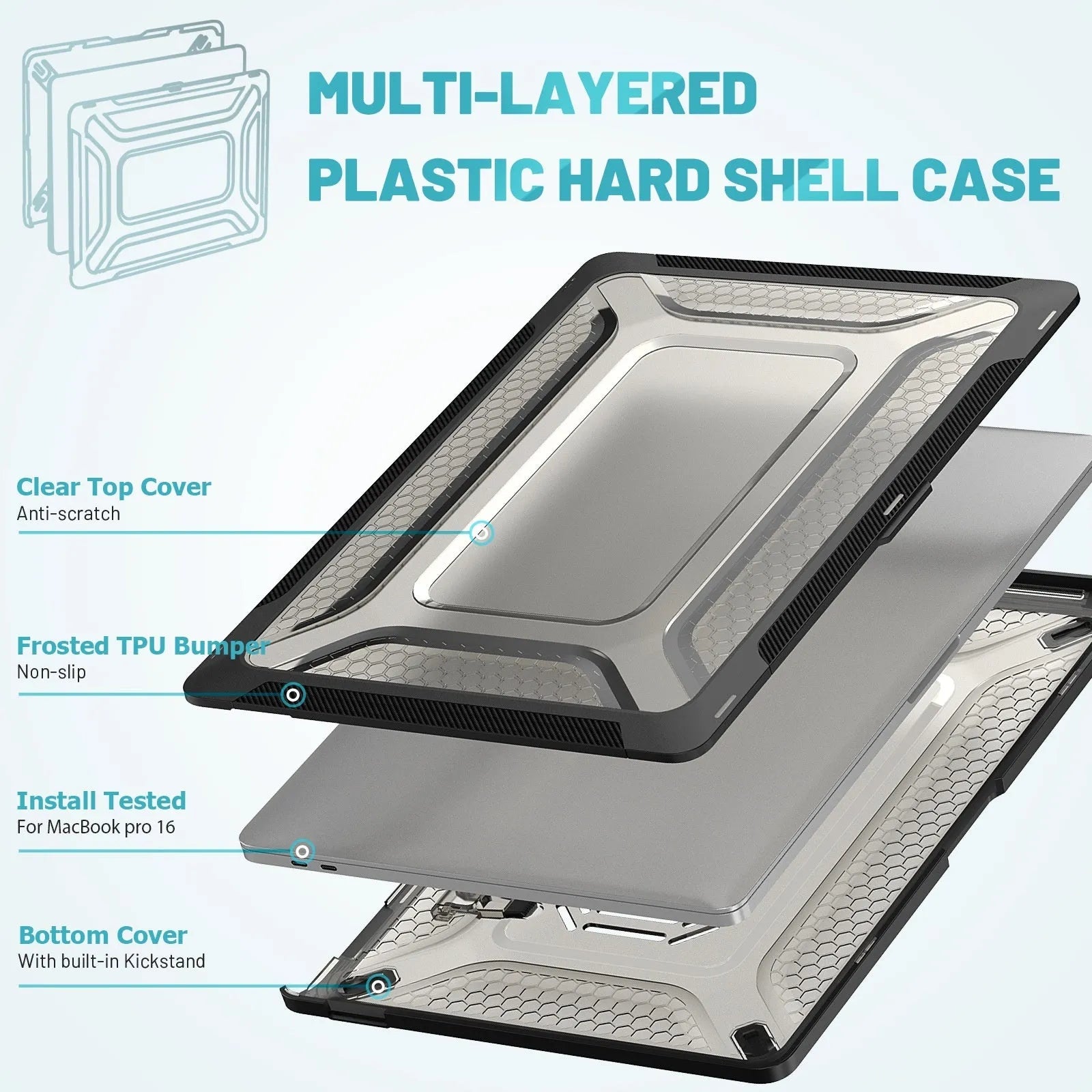 Slim hard protective shell case for a MacBook laptop in sapphire blue colour.