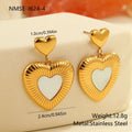 Gold electroplated heart-shaped stainless steel earrings with 18K finish for women