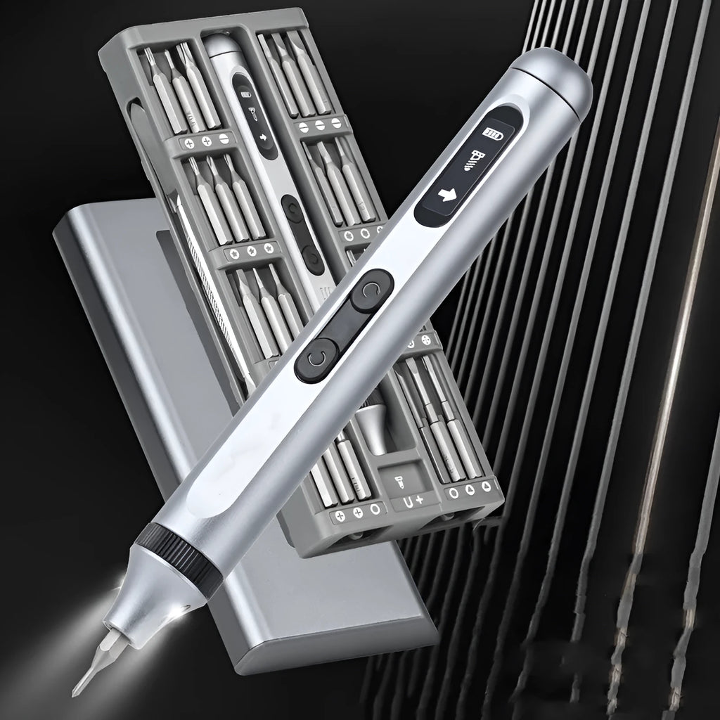 Compact aluminium alloy electric screwdriver showing scale, with high torque specifications displayed.