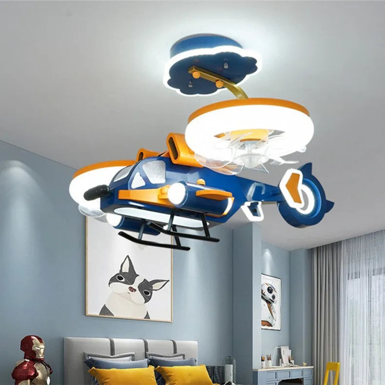 Smart Fighter Boy modern ceiling fan with integrated light fixture for bedroom installation