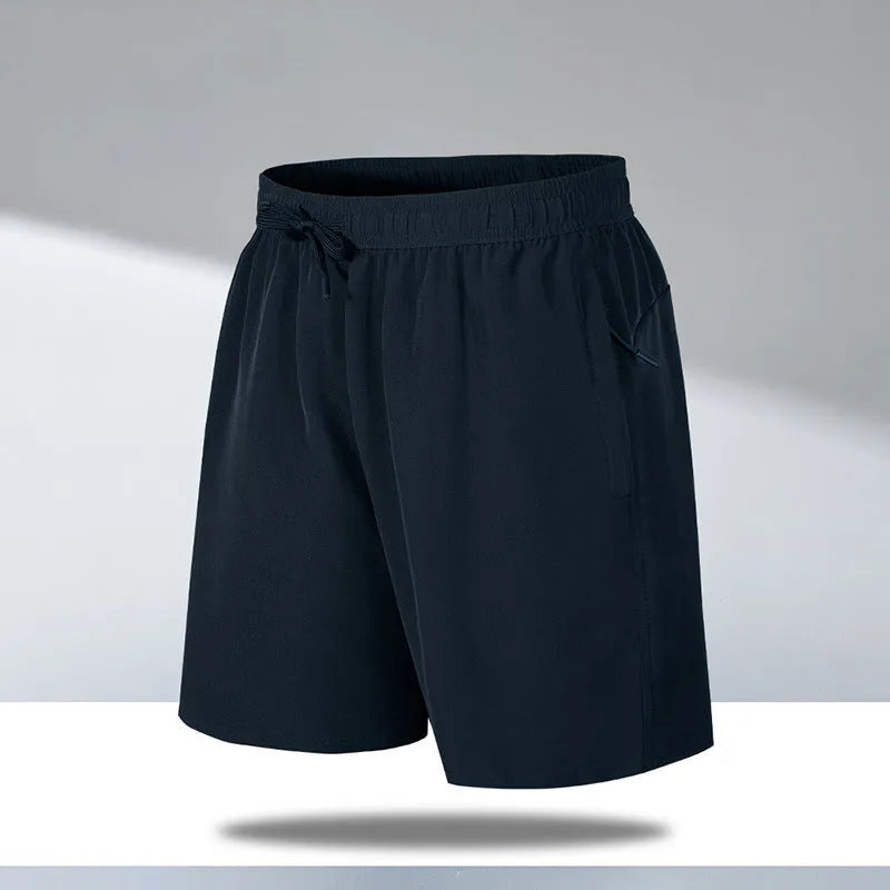 Man wearing loose fit quick-dry polyester beach shorts in a summer colour