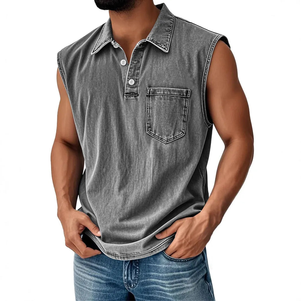 Men's loose fit polo shirt with 3D digital print design on short sleeves and button front.
