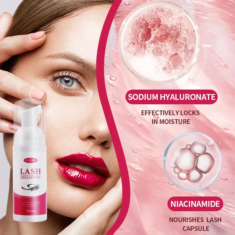 LASH SHAMPOO Mousse Eyelash Cleaning Solution 60ml bottle