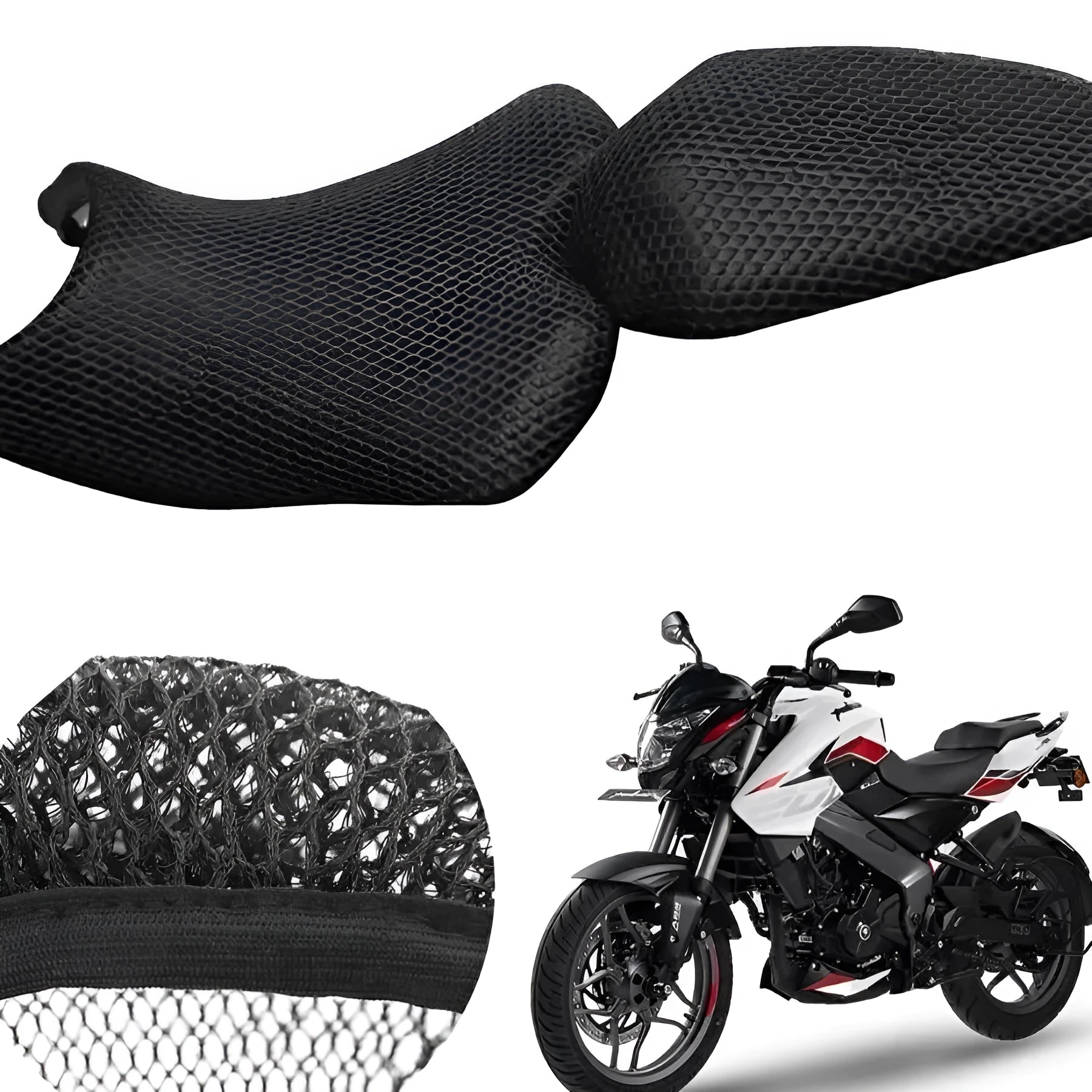 Black nylon mesh motorcycle seat cover suitable for Italika 280z model