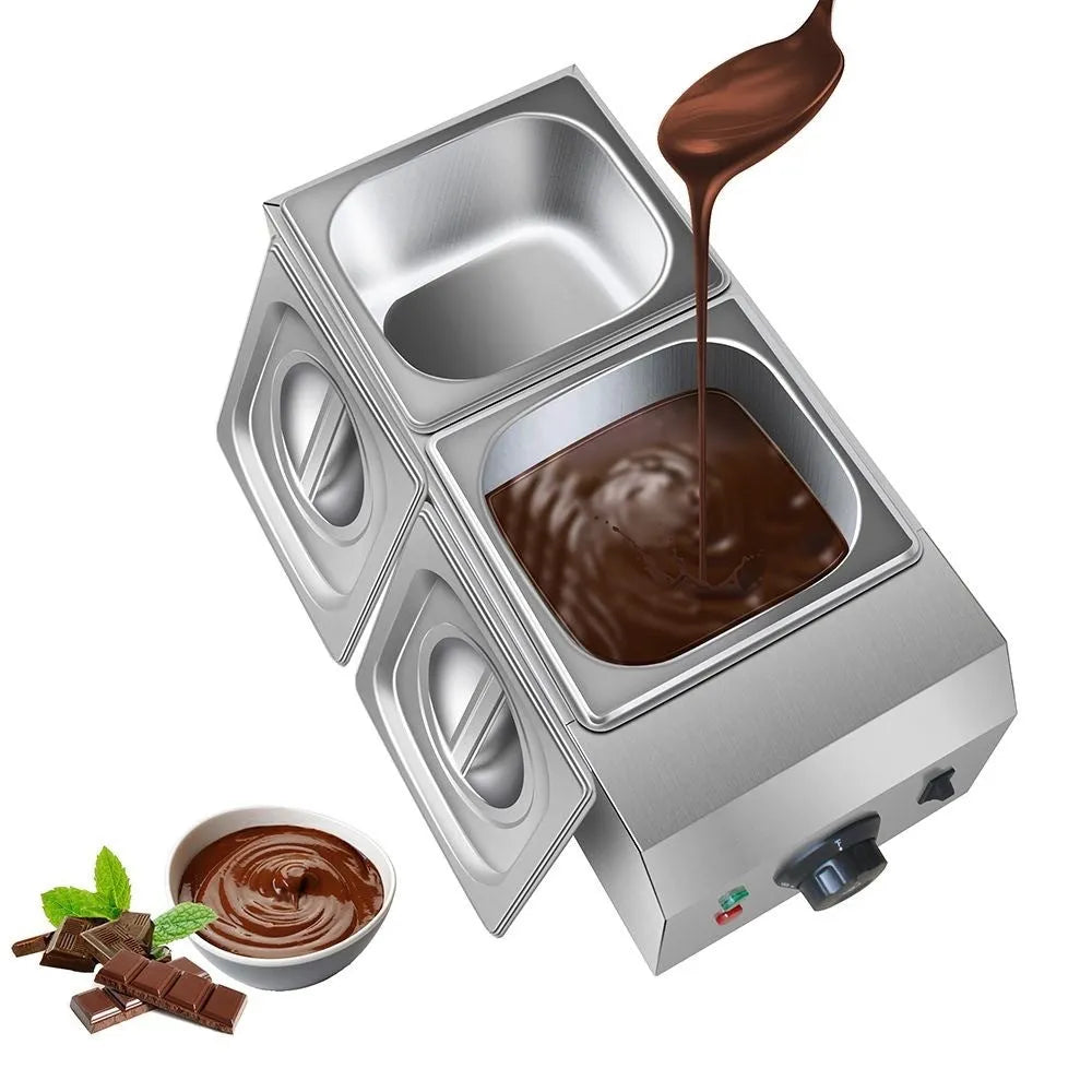 Commercial electric chocolate melting machine with dual-pot water insulation heating system