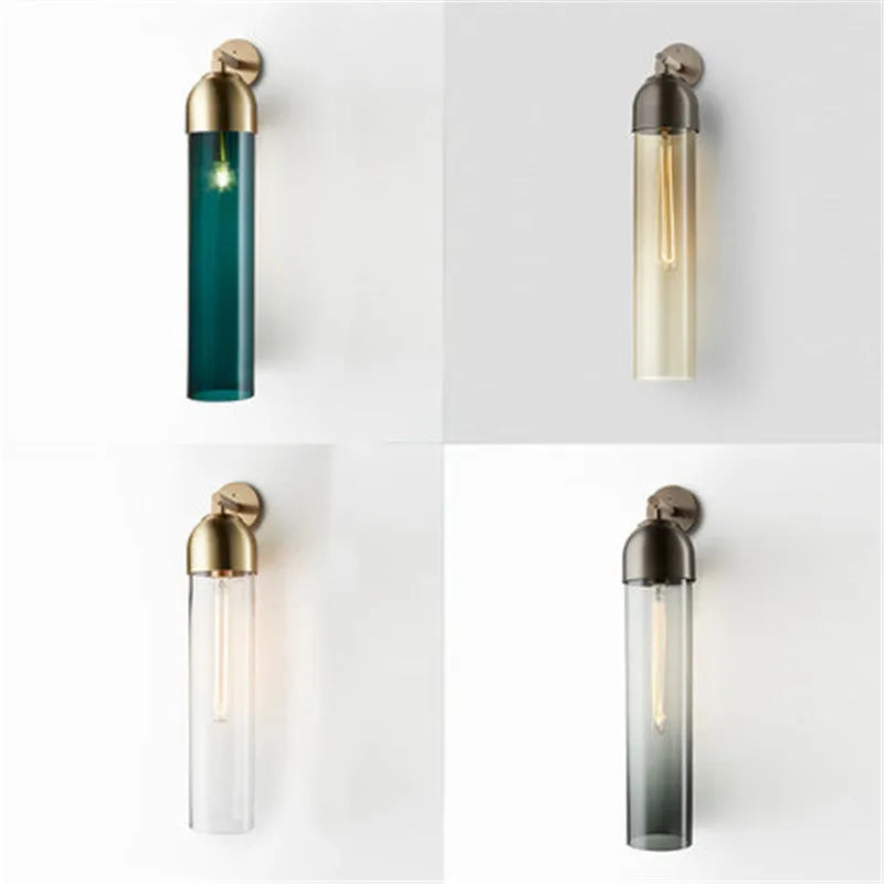 Modern minimalist glass wall lamp with 40cm diameter shade in five colour options