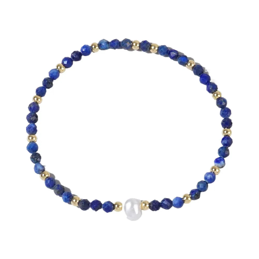 Natural stone geometric bracelet with elliptical elements showing colour variations BB24071801A to O