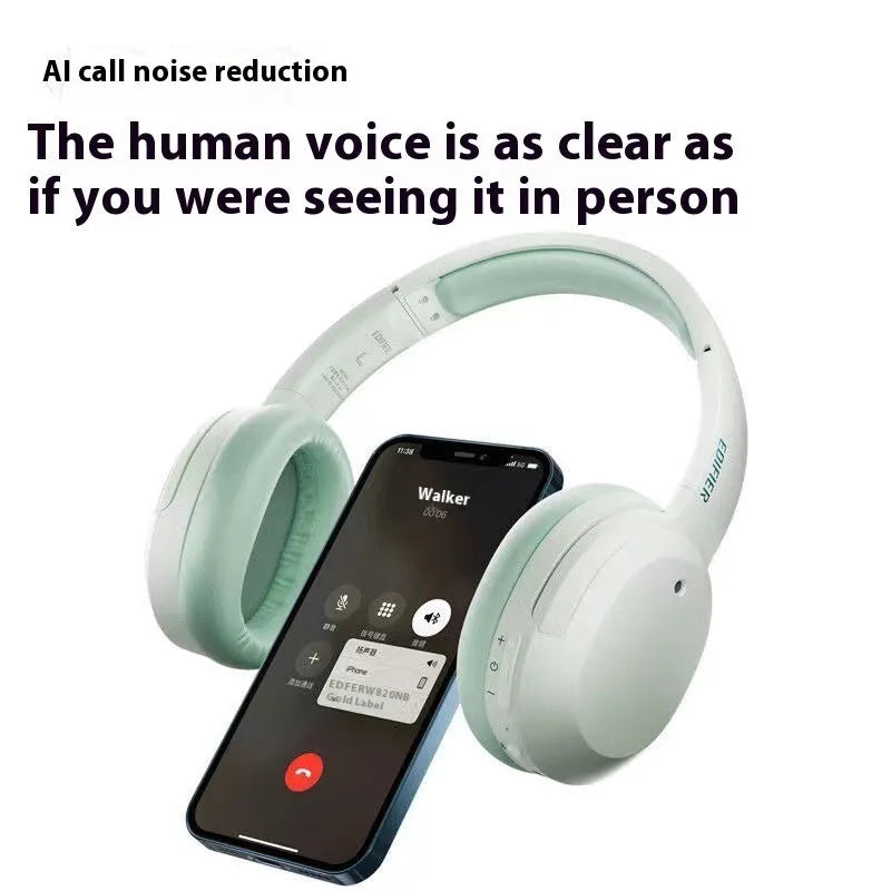 Active noise reduction Bluetooth headset in grey with head-mounted design and over-ear cups