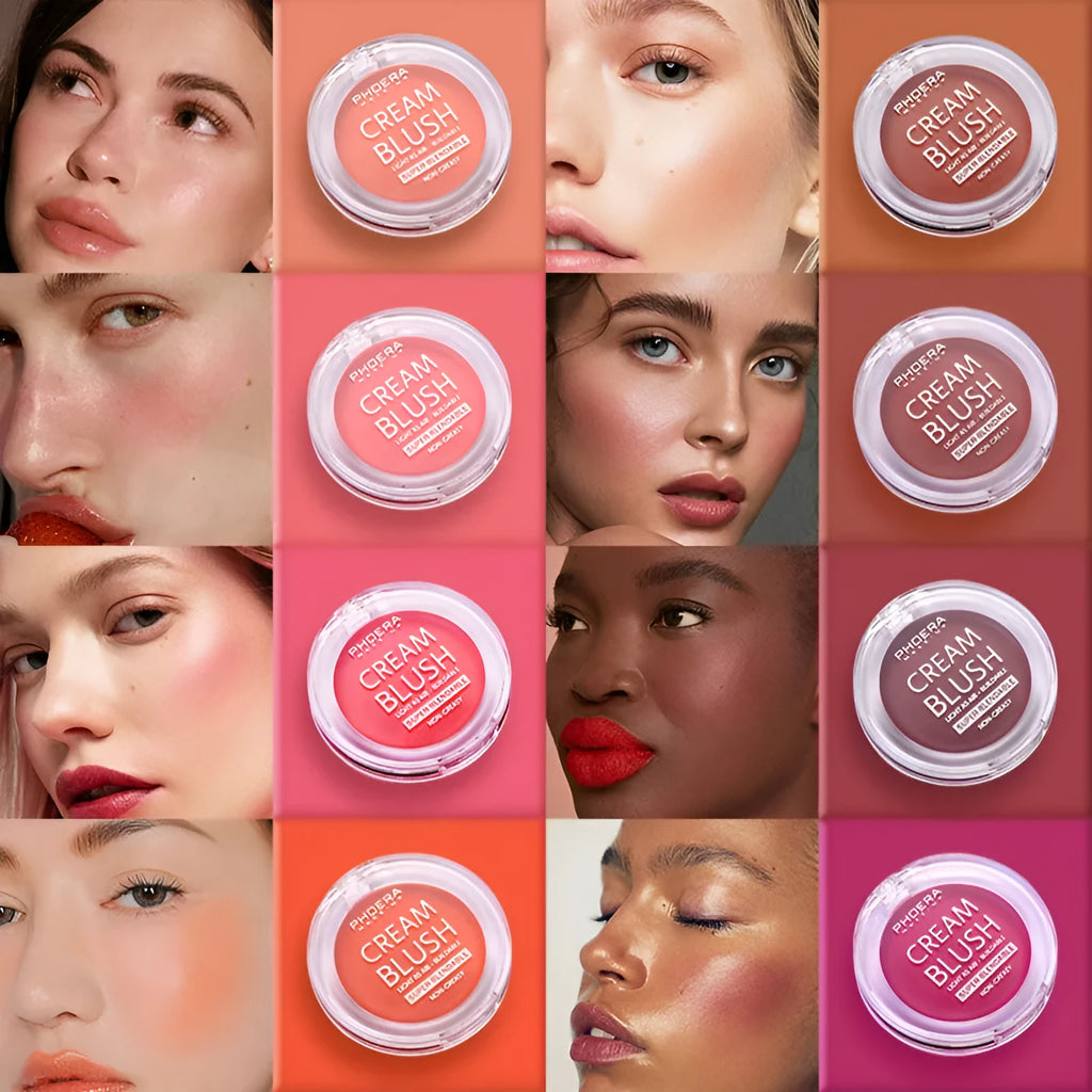 PHOERA Light And Brightening Blush Cream in single colour, eight shades including Freesia and Peach.