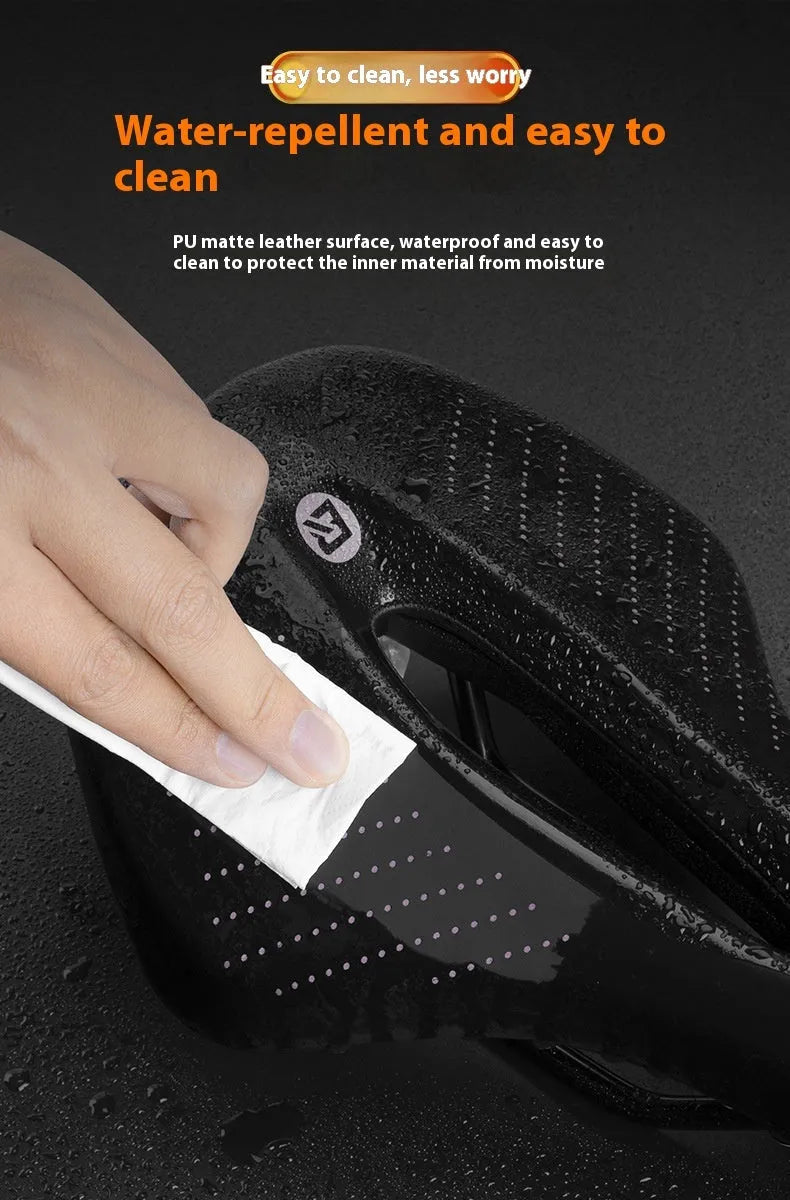 Medium size mountain bike seat cushion in black or pink colour options on bicycle saddle