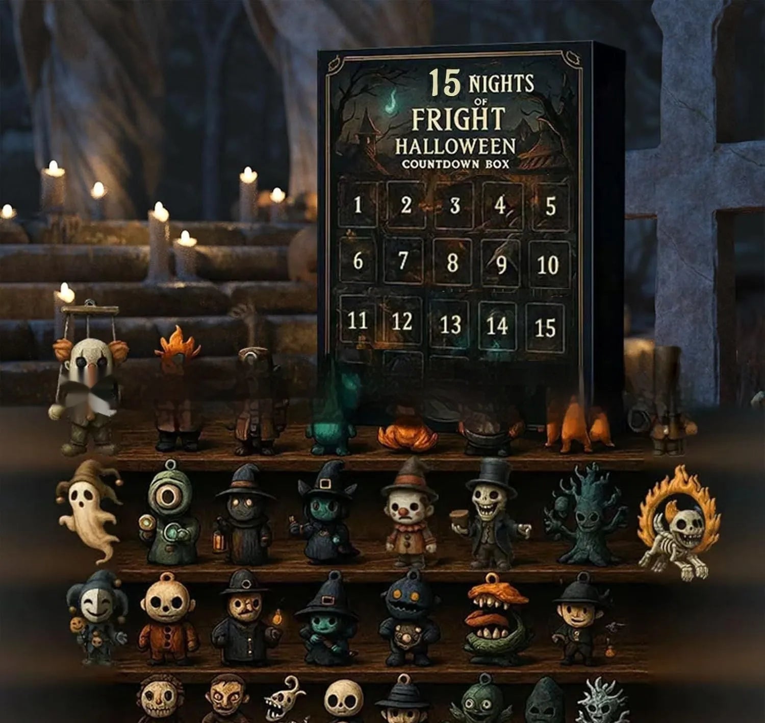 Halloween countdown box advent calendar with horror blind box and resin doll figures