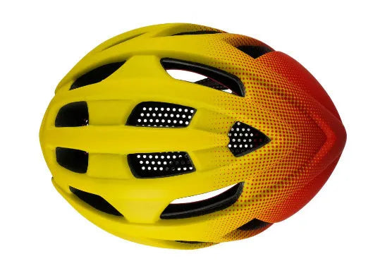 Orange mountain bike helmet with multiple vents shown on a white background.