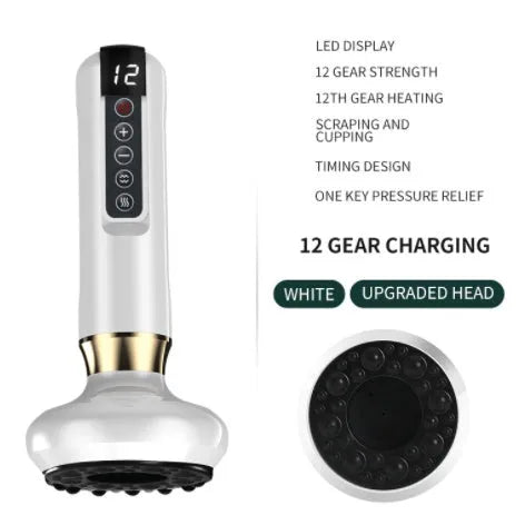 Green electric vacuum cupping massager with suction cup and charging cable