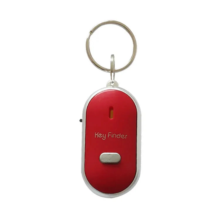 Oval plastic key finder pendant with voice control in red, blue, white, black, or orange.