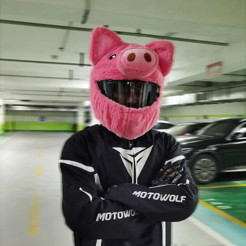 Motorcycle helmet protective sleeve in cartoon hood design with PV velvet plush material