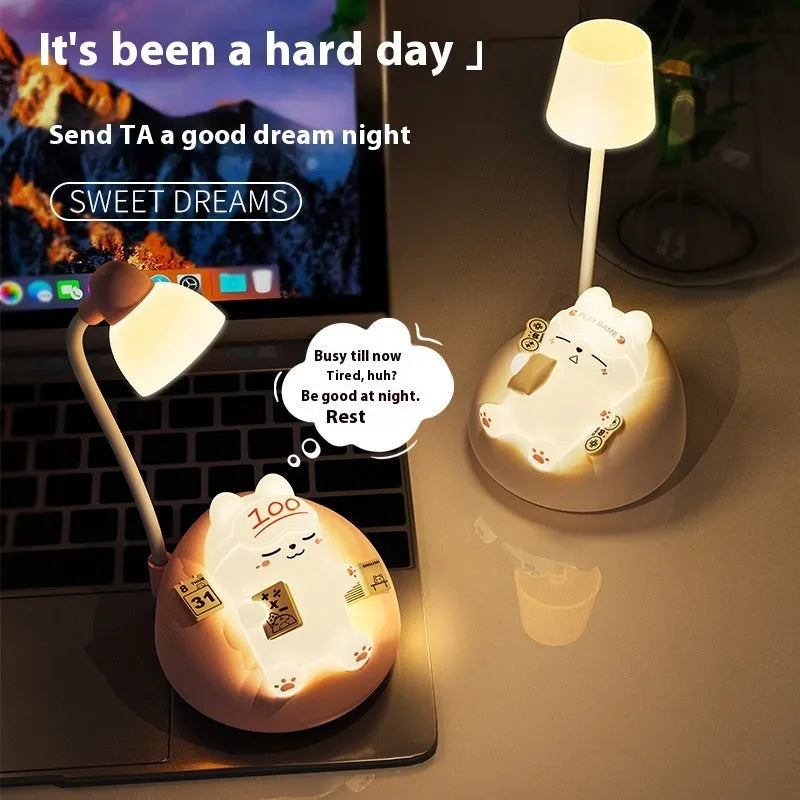 Sleeping cat small night lamp in white, USB rechargeable, 84x84x152mm, ABS PVC construction