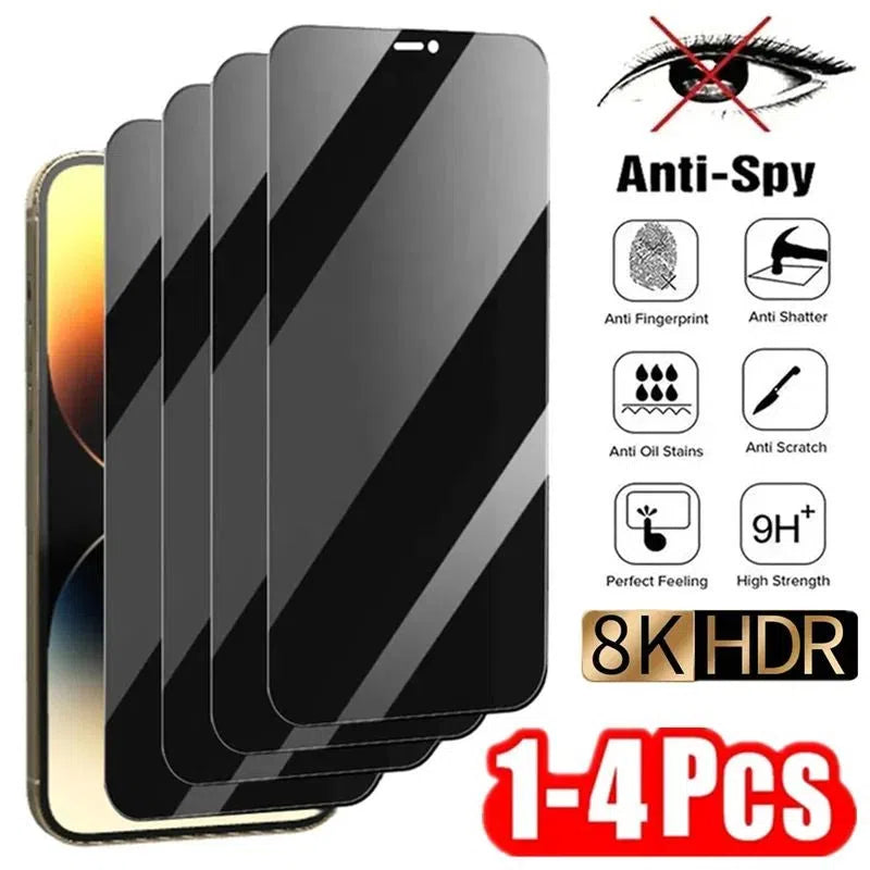 Transparent anti-spy tempered glass privacy screen protector for iPhone
