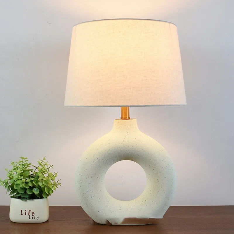 Japanese feng style ceramic pottery table lamp in white or black, 52cm tall with 33cm diameter base