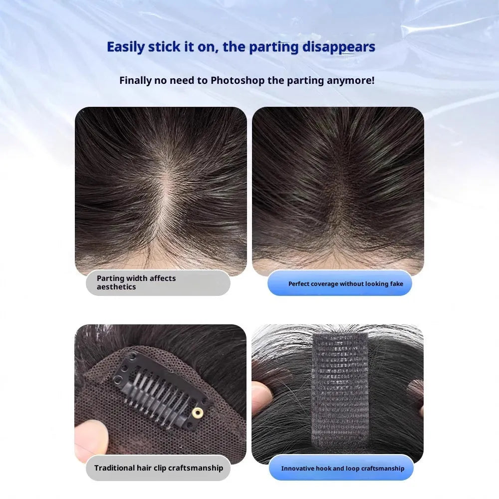 Velcro head bangs wig set with hand-woven real hair or chemical fibre fringe in natural colour or caramel mocha