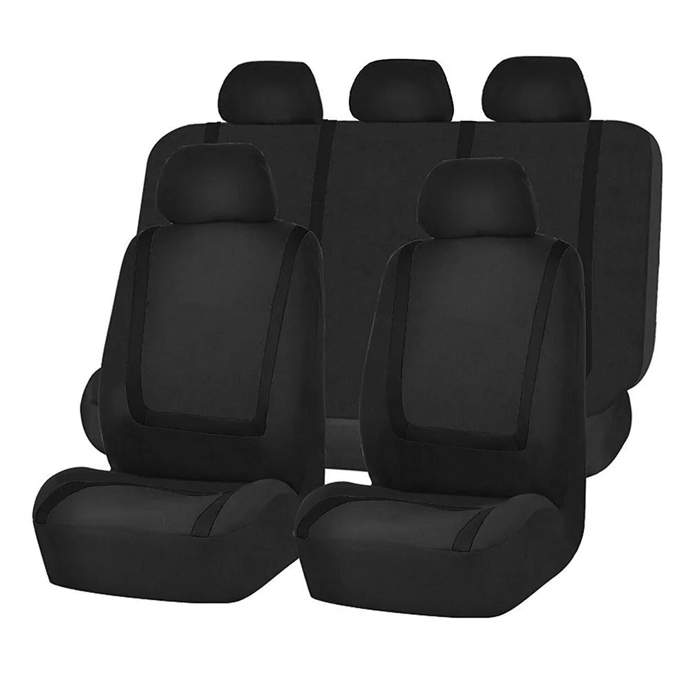 Fully enclosed car seat cover set showing fabric material and multiple colour combination options