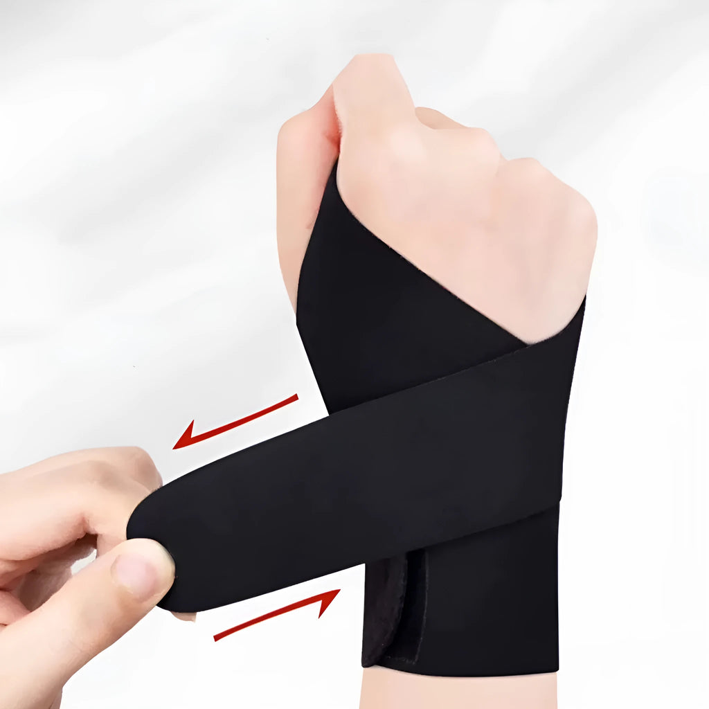 Black and skin colour adjustable athletic wristguards for badminton, tennis and volleyball.