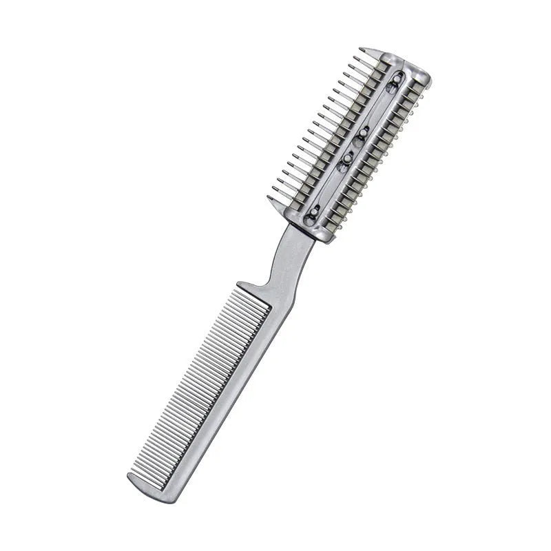 Plastic dog hair cleaning comb with spare blade in blister packaging for pet grooming