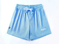 Men's black double-layer mesh sport shorts made from polyester fabric.